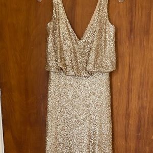 Sorella Vita Gold Sequin Deep V-Back Dress